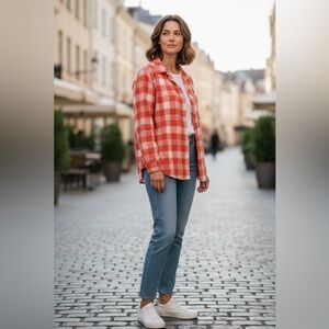 JC Penny red checked top